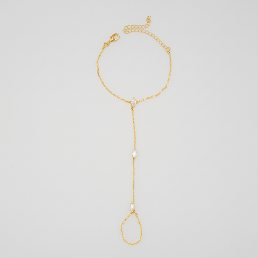 Norvo | PalmGrace – Justerbar Finger Ring Palm Armbånd med Strålende Krystaller