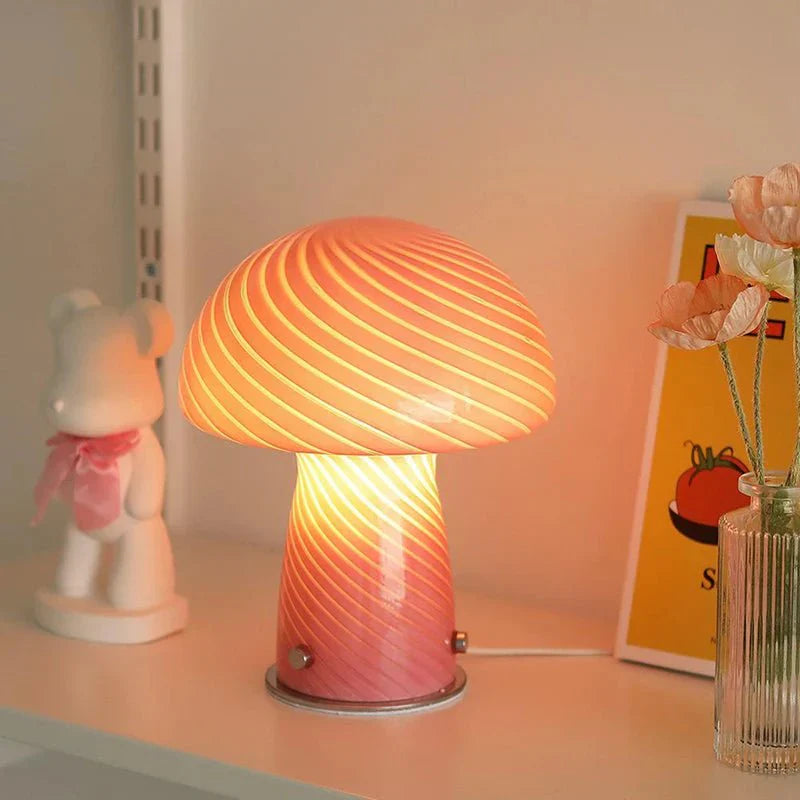 Norvo | Pastellfarget glass sopp bordlampe