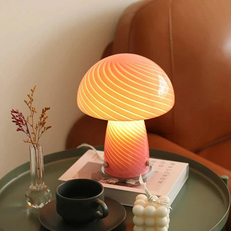 Norvo | Pastellfarget glass sopp bordlampe