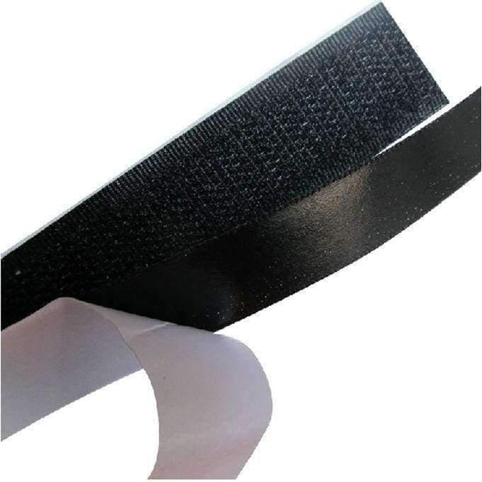 Norvo | 3/4" Bredde Lengde Svart. Selvklebende borrelås med klebende bakside.