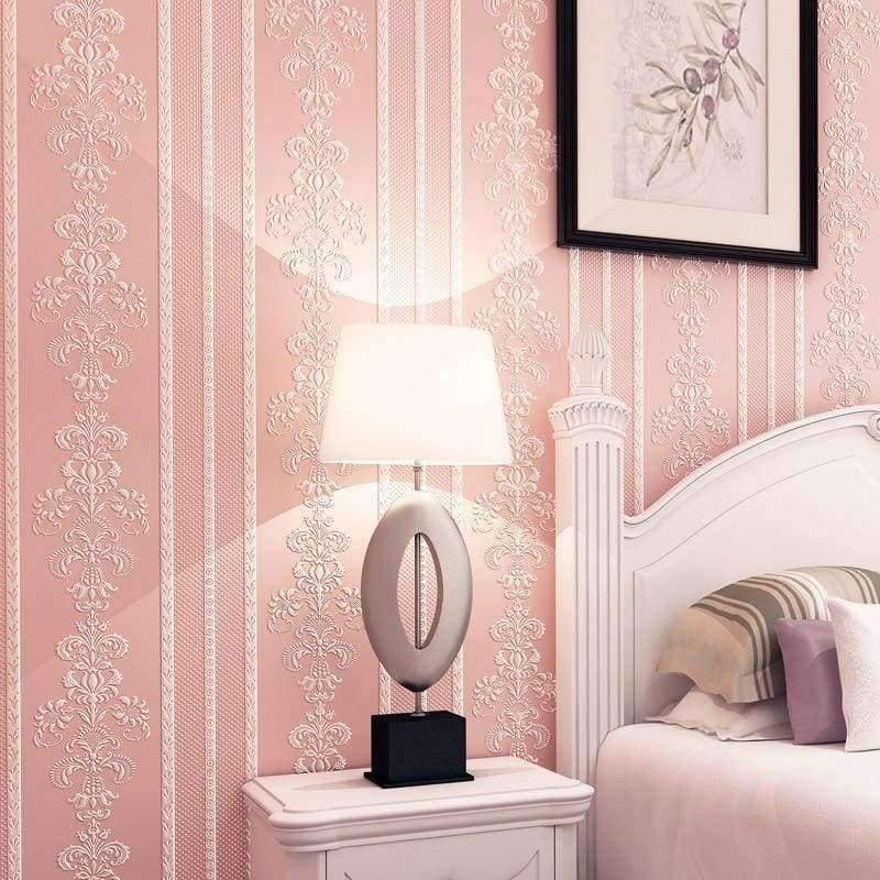 Norvo | 3D Prægblomsterdesign Tapet Desktop 3D Rosa Blomster Tapet Rull Moderne Stue Tapet Vliesstoff Hjemmedekorasjon Gul Kunst