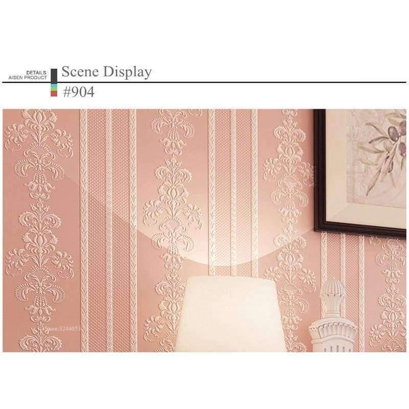 Norvo | 3D Prægblomsterdesign Tapet Desktop 3D Rosa Blomster Tapet Rull Moderne Stue Tapet Vliesstoff Hjemmedekorasjon Gul Kunst