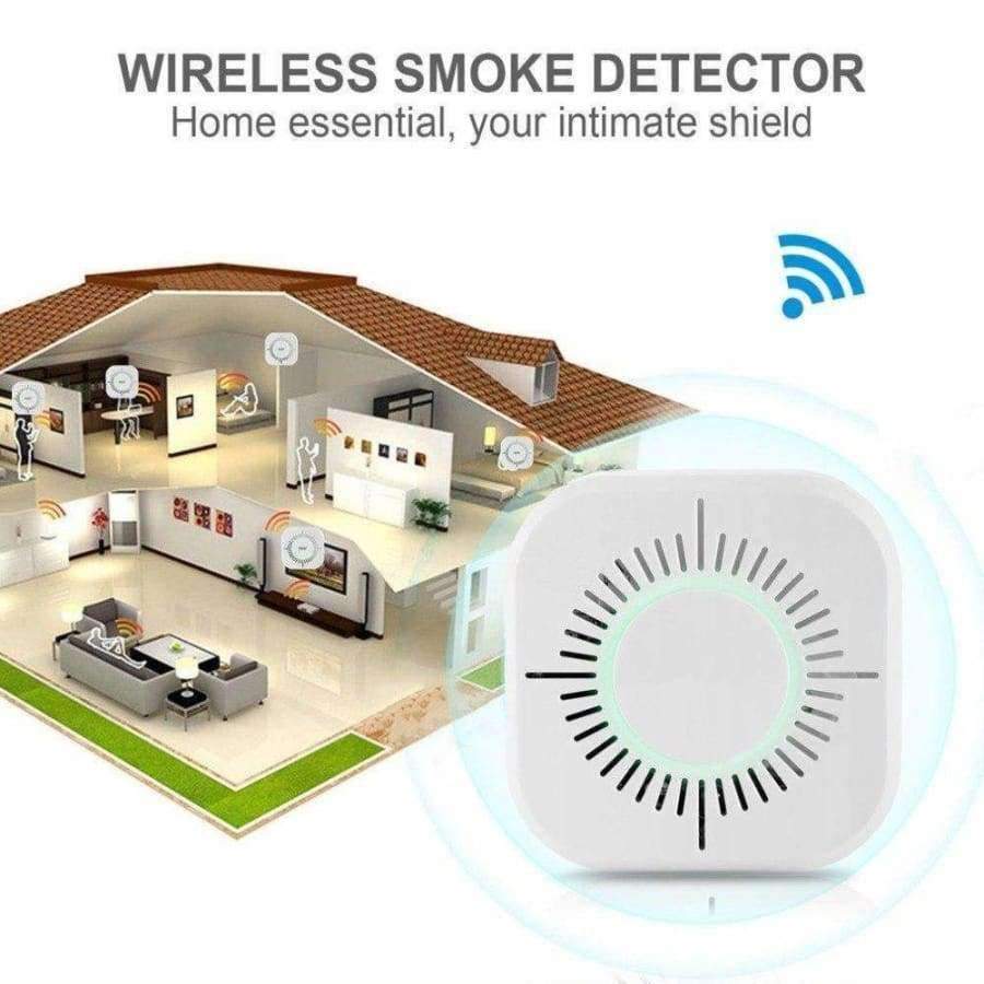 Norvo | 433MHz Trådløs Røykvarsler Brannvern Bærbar Røykvarsler WLAN Hjem Sikkerhetsrøykvarsler Sensor Hvit