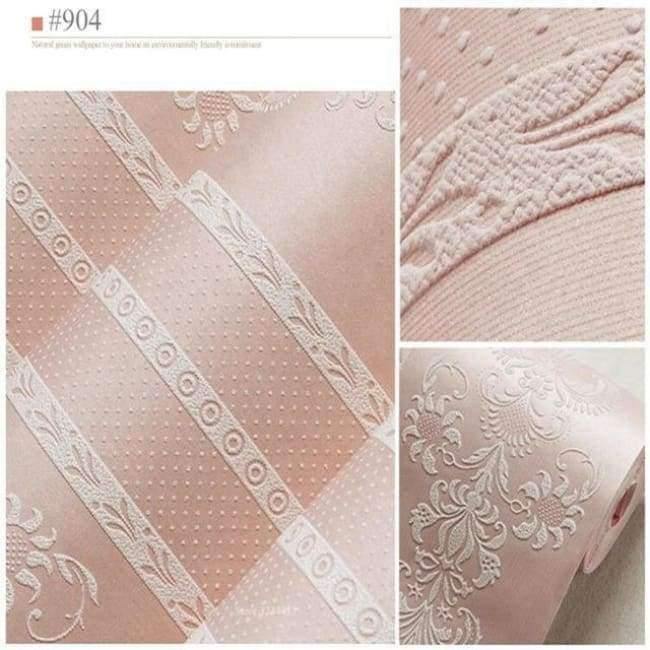 Norvo | 3D Prægblomsterdesign Tapet Desktop 3D Rosa Blomster Tapet Rull Moderne Stue Tapet Vliesstoff Hjemmedekorasjon Gul Kunst