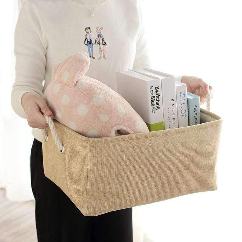 Norvo | Oppbevaringskurv for vaskerom Kattun Vanntett Sammenleggbar Miljøvennlig Småting Klær Leker Hjem Oppbevaring Organisering Boks Med Lokk