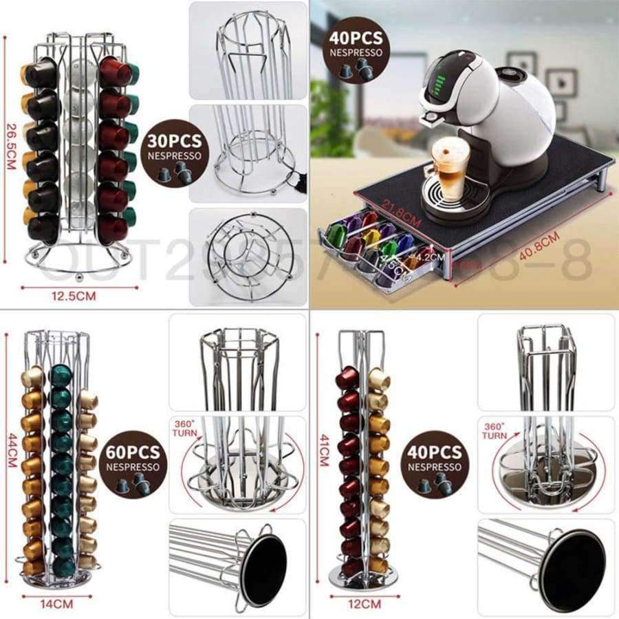 Norvo | Lagre Dolce Gusto Nespresso Kapselholder Rustfritt Stål Display Kapselstativ Stå Kjøkkenbord Metallstativ Gratis Frakt