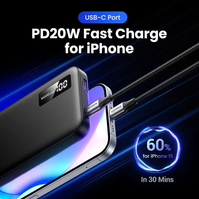 UGreen 22,5W Hurtiglading Power Bank 20000mAh - Bærbar Hurtiglading Telefon Enhet PowerBank Ekstern Batteripakke