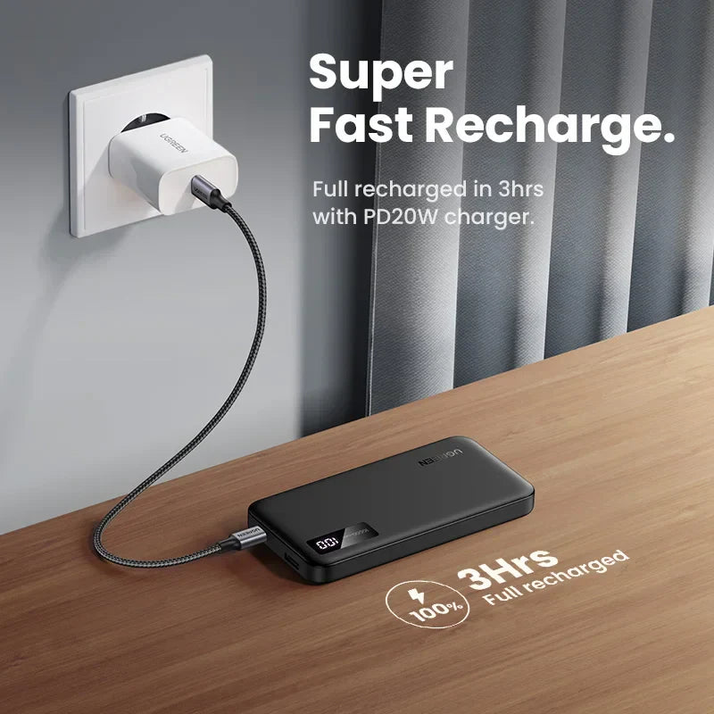 UGreen 22,5W Hurtiglading Power Bank 20000mAh - Bærbar Hurtiglading Telefon Enhet PowerBank Ekstern Batteripakke