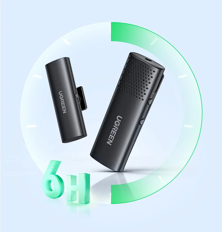 UGREEN Trådløs Bluetooth Mikrofon - Støyreduksjon Bluetooth Mikrofon for Kamera og Videoinnspilling