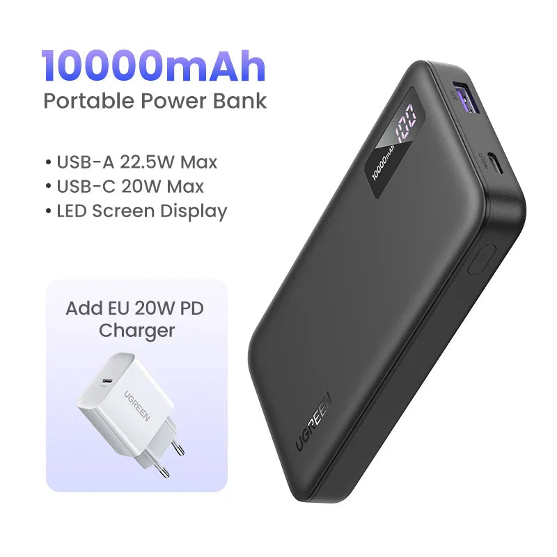 UGreen 22,5W Hurtiglading Power Bank 20000mAh - Bærbar Hurtiglading Telefon Enhet PowerBank Ekstern Batteripakke