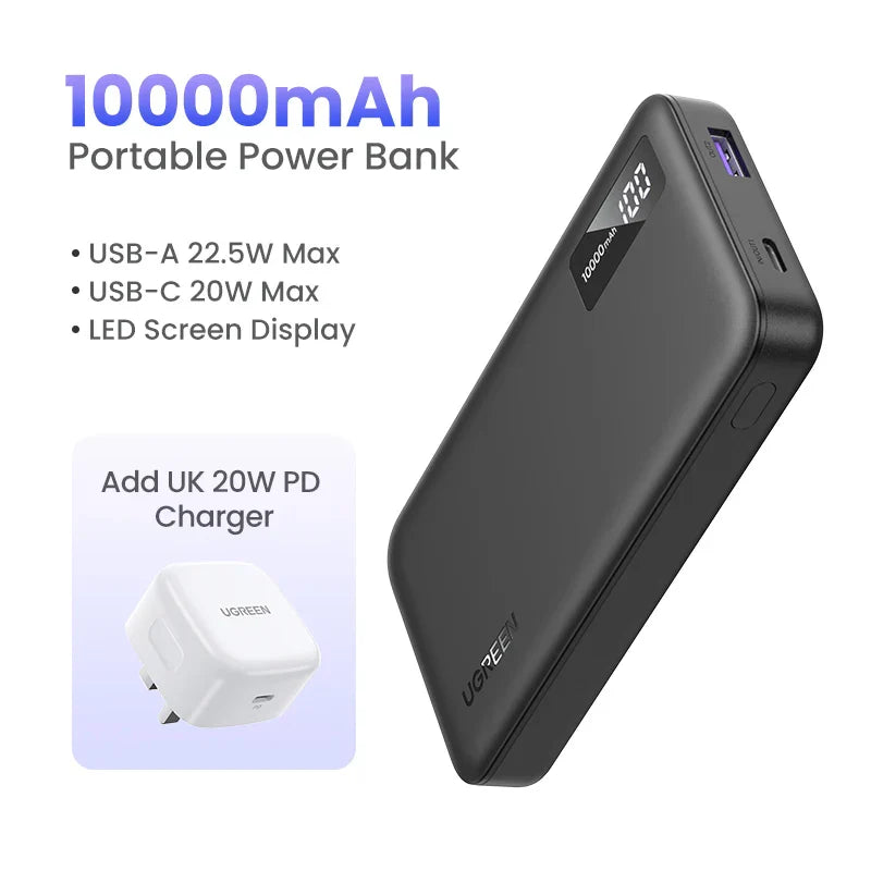UGreen 22,5W Hurtiglading Power Bank 20000mAh - Bærbar Hurtiglading Telefon Enhet PowerBank Ekstern Batteripakke