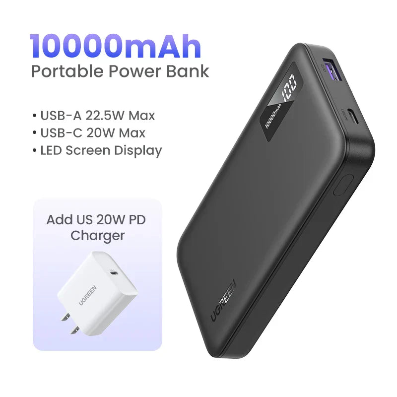 UGreen 22,5W Hurtiglading Power Bank 20000mAh - Bærbar Hurtiglading Telefon Enhet PowerBank Ekstern Batteripakke