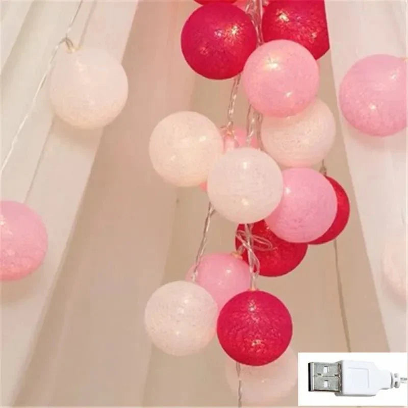 Norvo | Fin Pastell Bomull Ball Fe Lys Girlander