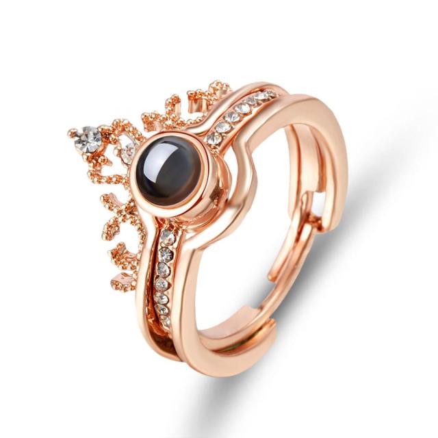 Norvo | 100 Språk Jeg Elsker Deg Projektsjonskrone Par Ring