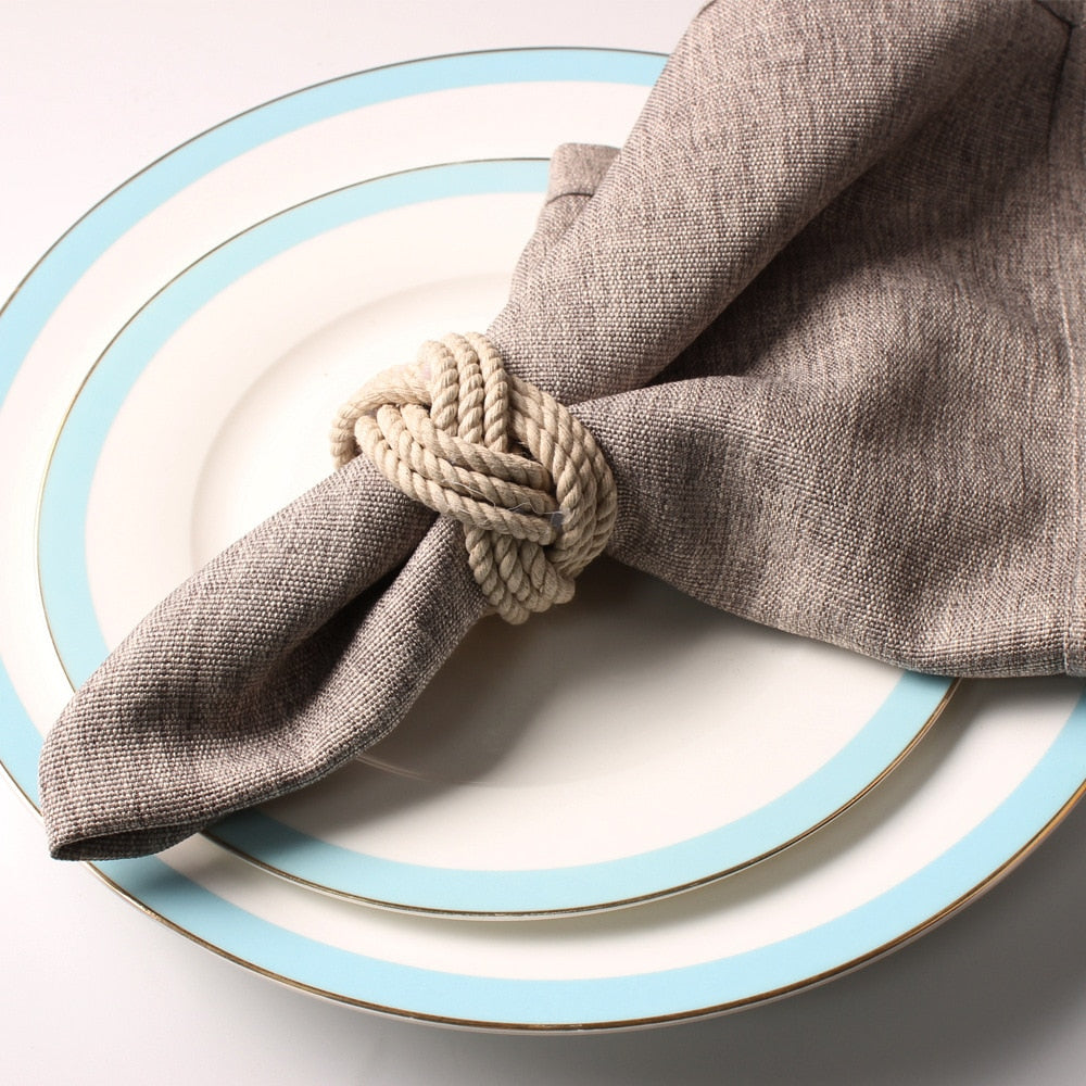 Norvo | Flettet Jute Serviett Ring - Sett med 10