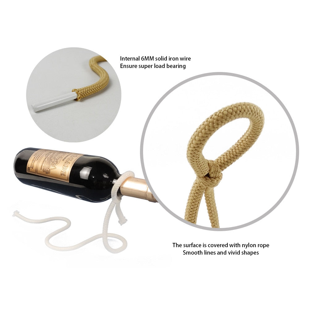 Norvo | RopeElegance Hengende Tau Vin Rack | Stilig Vinlagring | Unik Design for Hjemmet