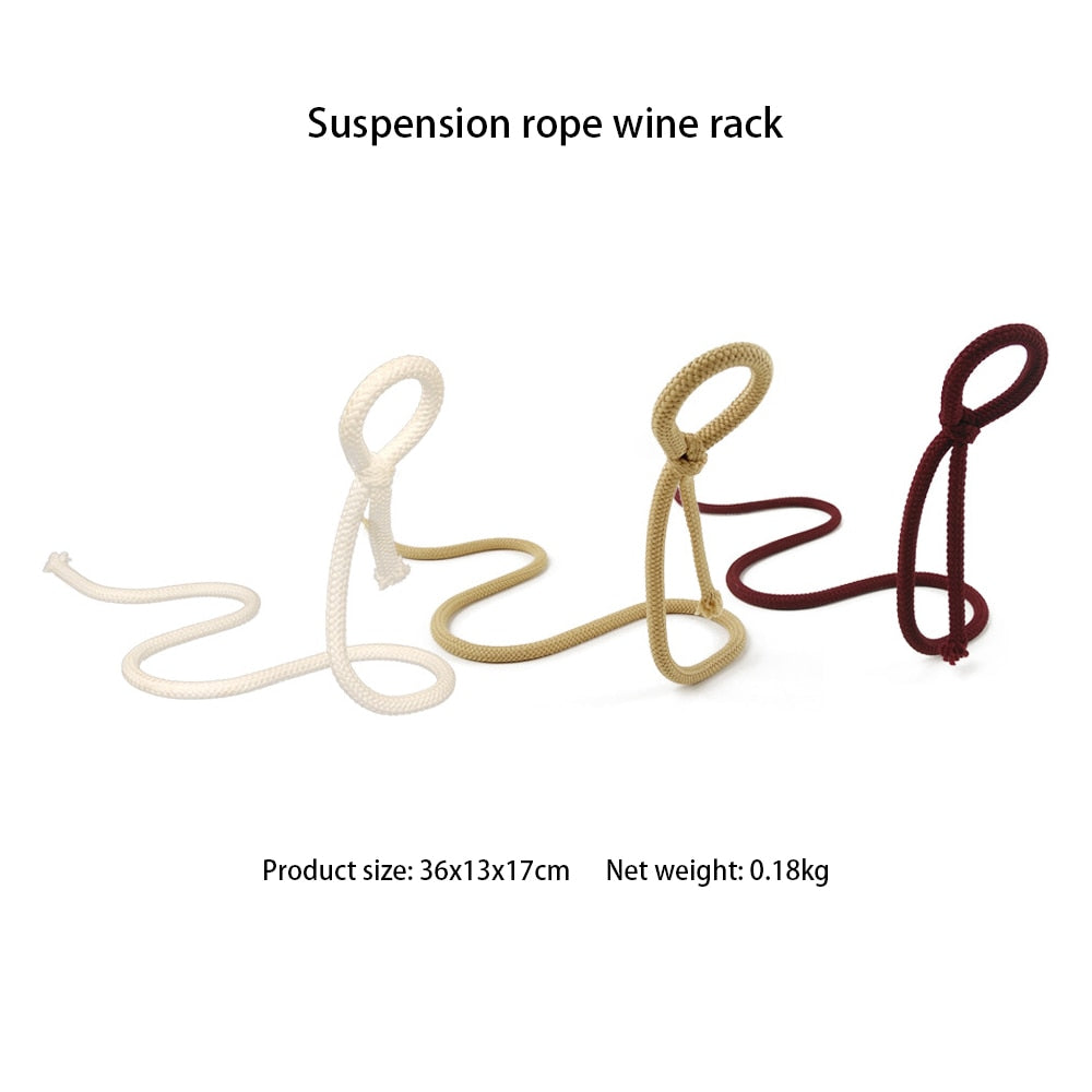 Norvo | RopeElegance Hengende Tau Vin Rack | Stilig Vinlagring | Unik Design for Hjemmet