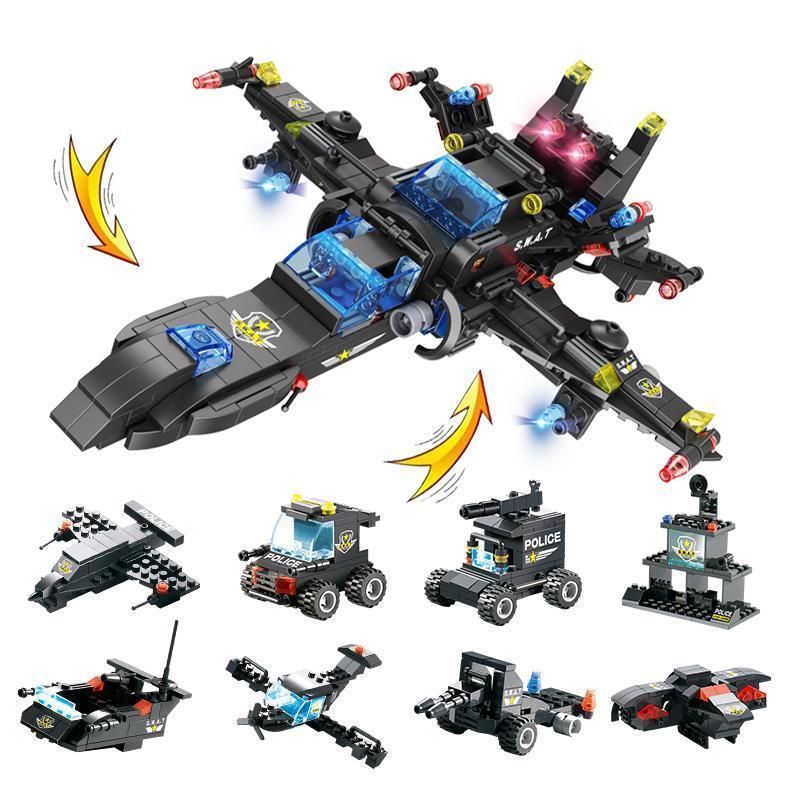 Norvo | 8 I 1 Robot Flybil By Politiet SWAT Byggestein