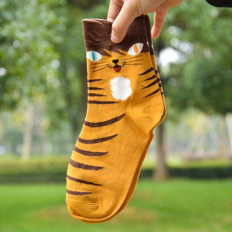 Norvo | Hot Cartoon Animal Stripete Bomull Sokker