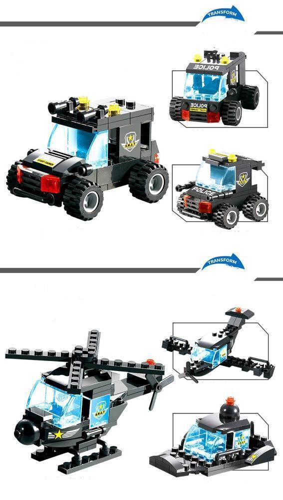 Norvo | 8 I 1 Robot Flybil By Politiet SWAT Byggestein