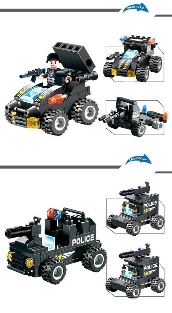 Norvo | 8 I 1 Robot Flybil By Politiet SWAT Byggestein