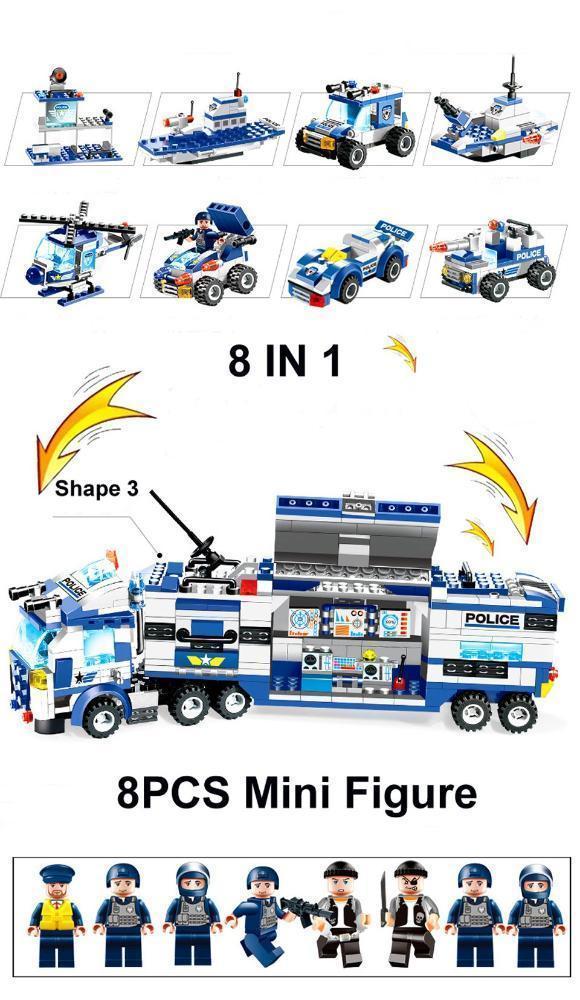 Norvo | 8 I 1 Robot Flybil By Politiet SWAT Byggestein