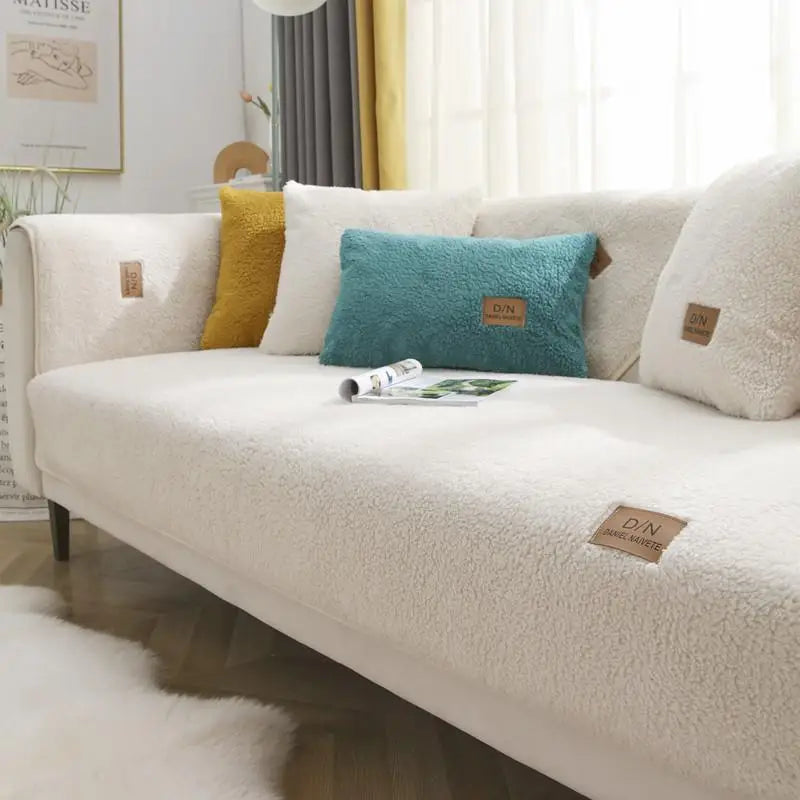 Norvo | Vanntett Tykk Fuzzy Sherpa Fleece Rutsjesikker Sofa Deksel