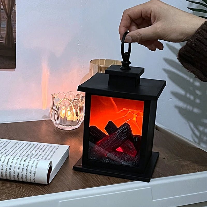 Norvo | Retro Peislanterne – Lysende Flamme Nattlys for Julefryd, USB/Batteridrevet Høytidsdekor