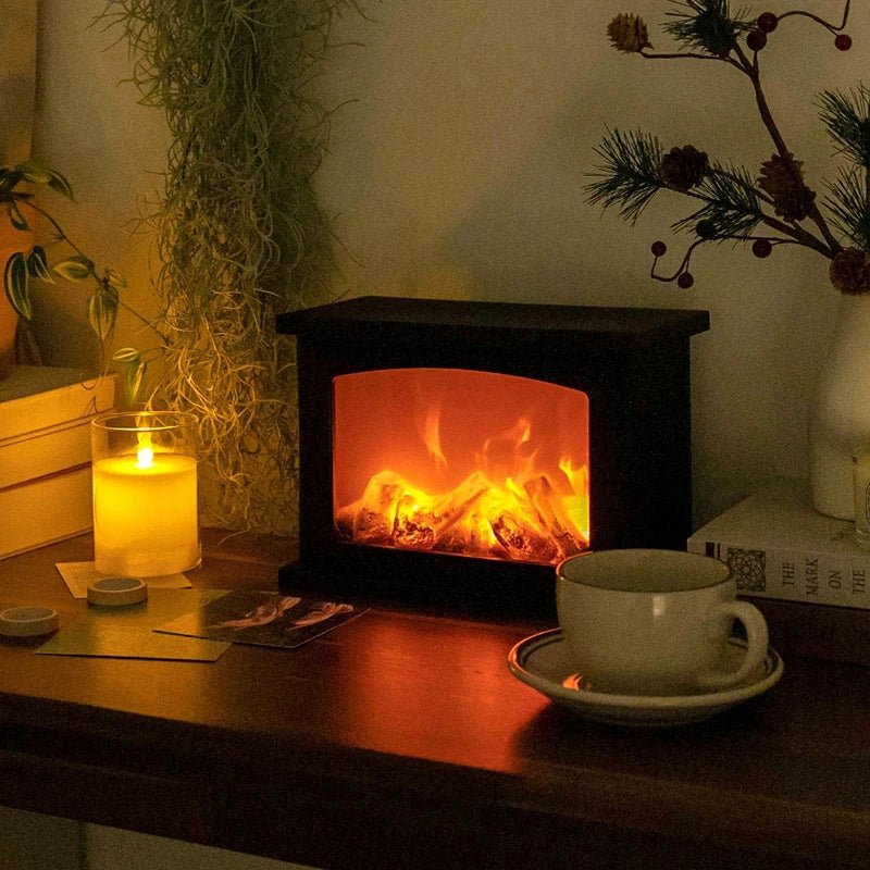 Norvo | Retro Peislanterne – Lysende Flamme Nattlys for Julefryd, USB/Batteridrevet Høytidsdekor