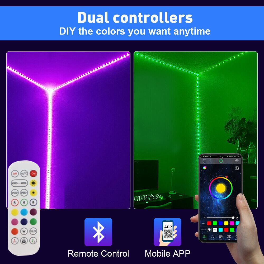 Norvo | LED Lyslist, 30 m, 15 m, Musikk Synkronisering, Bluetooth, 5050, RGB Ambient Lys med Fjernkontroll