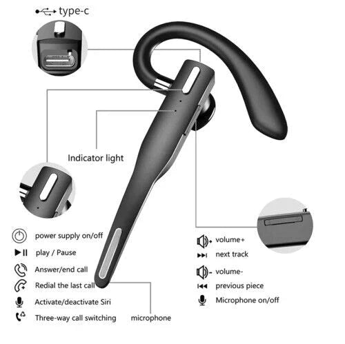 Norvo | RoadMic Pro – Trådløst Bluetooth 5.1 headset med dualmikrofon og støyreduksjon for samtaler og arbeid