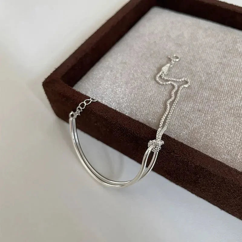 Norvo | S925 Twistet Knute Rund Bar Armbånd