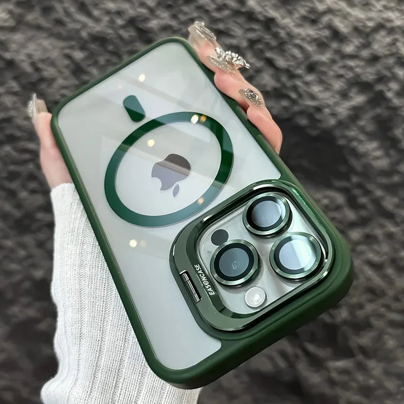 Norvo | Støtsikker magnetisk telefonskjerm med glasslinsebeskytter og stativ – 1+1 GRATIS