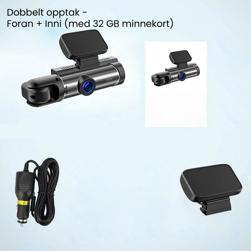 Norvo | 🚗📹Bilkamera med 170° vidvinkel og 1080p dobbeltobjektiv