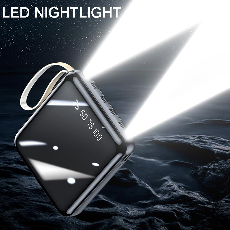 Norvo | Rask lading 20000mAh mini powerbank med integrerte kabler