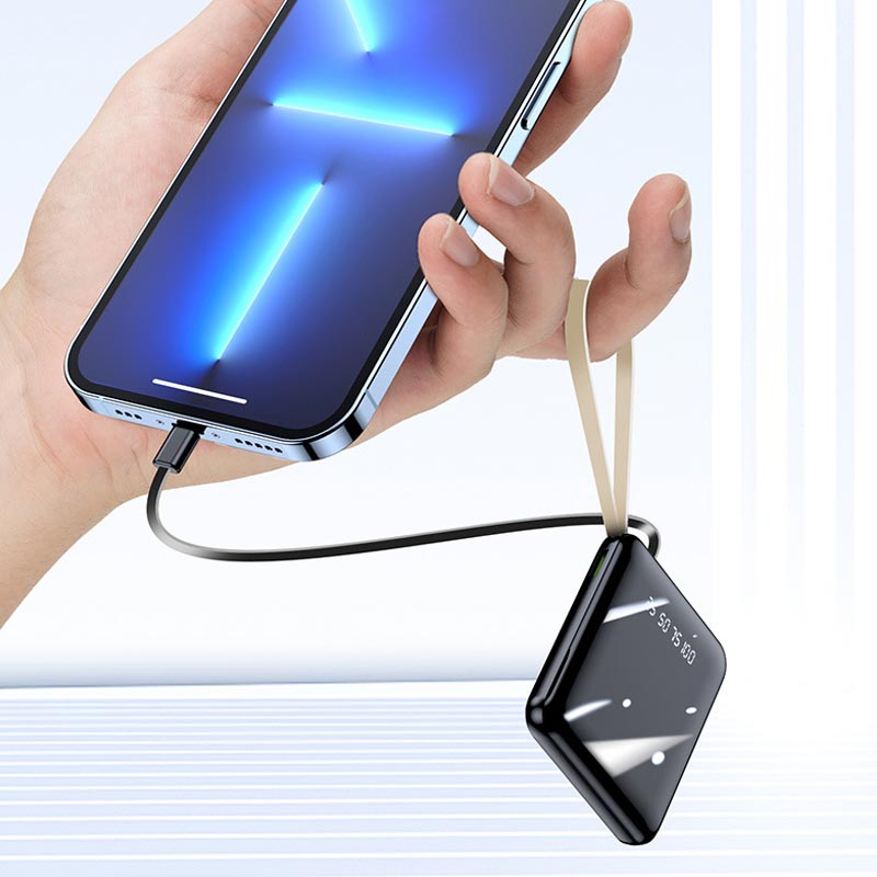 Norvo | Rask lading 20000mAh mini powerbank med integrerte kabler