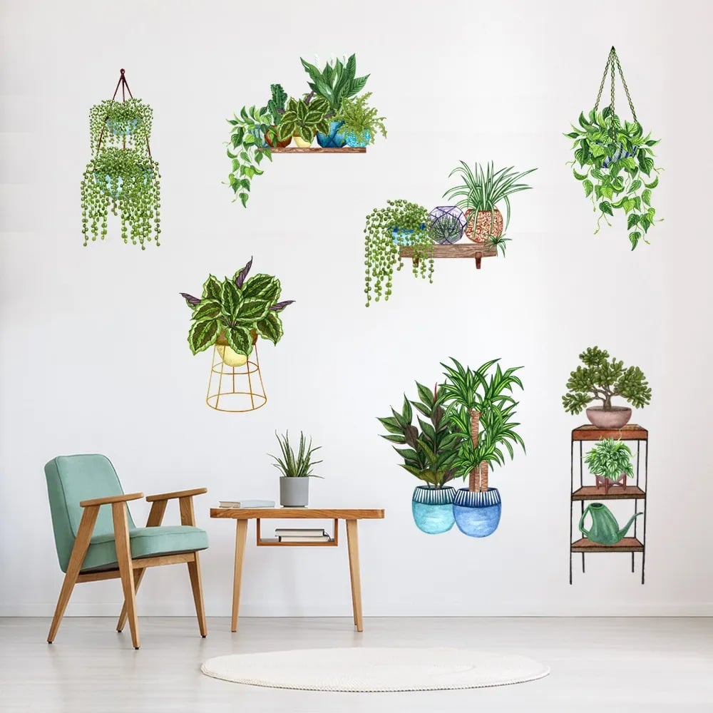 Norvo | 🌵3D-veggklistremerke med grønn plante