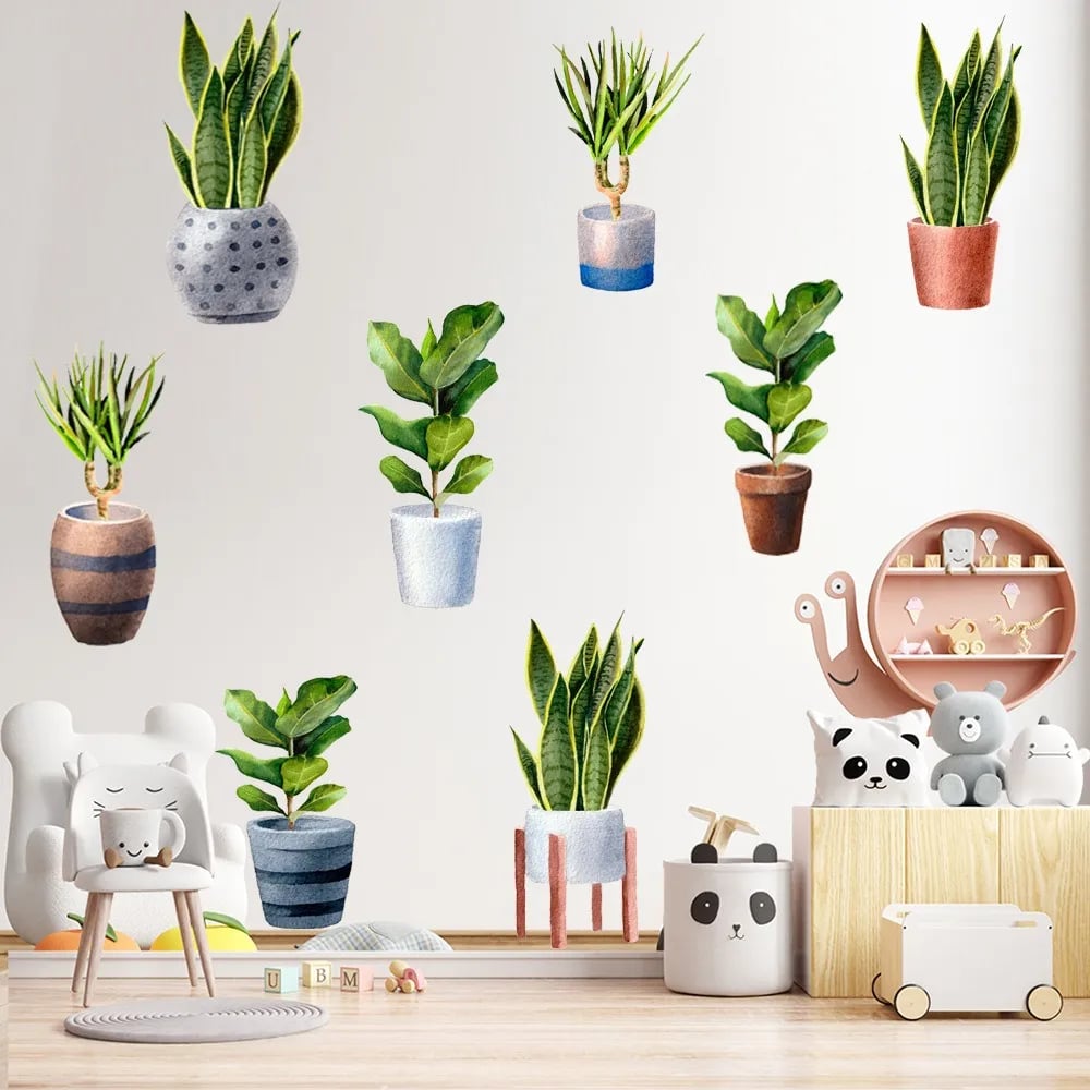 Norvo | 🌵3D-veggklistremerke med grønn plante