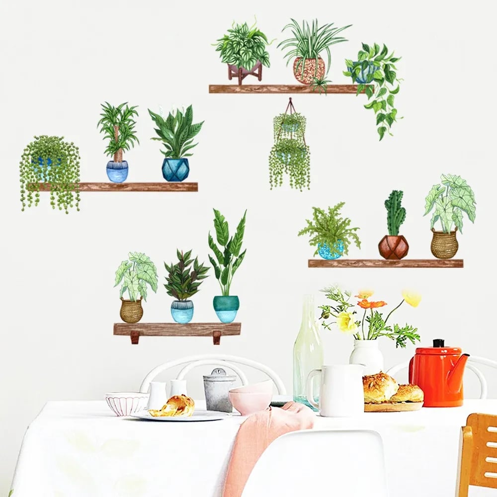 Norvo | 🌵3D-veggklistremerke med grønn plante