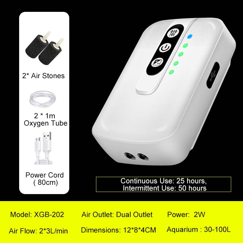 Norvo | Bærbar oppladbar oksygenpumpe for akvarium, utendørs