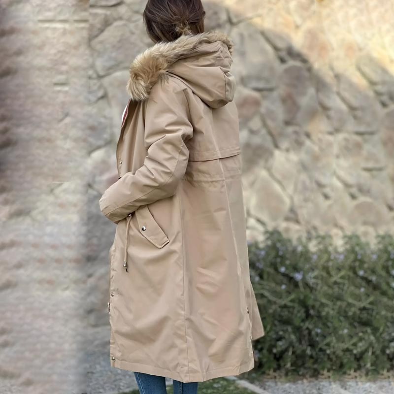 Norvo | 🎁Tidlig Black Friday-salg🎁Vinterjakke med hette og pelskrage, casual parka for kvinner⛄