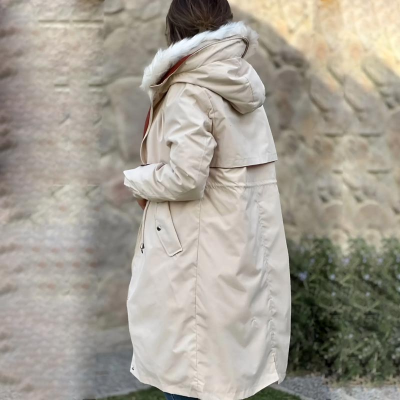 Norvo | 🎁Tidlig Black Friday-salg🎁Vinterjakke med hette og pelskrage, casual parka for kvinner⛄