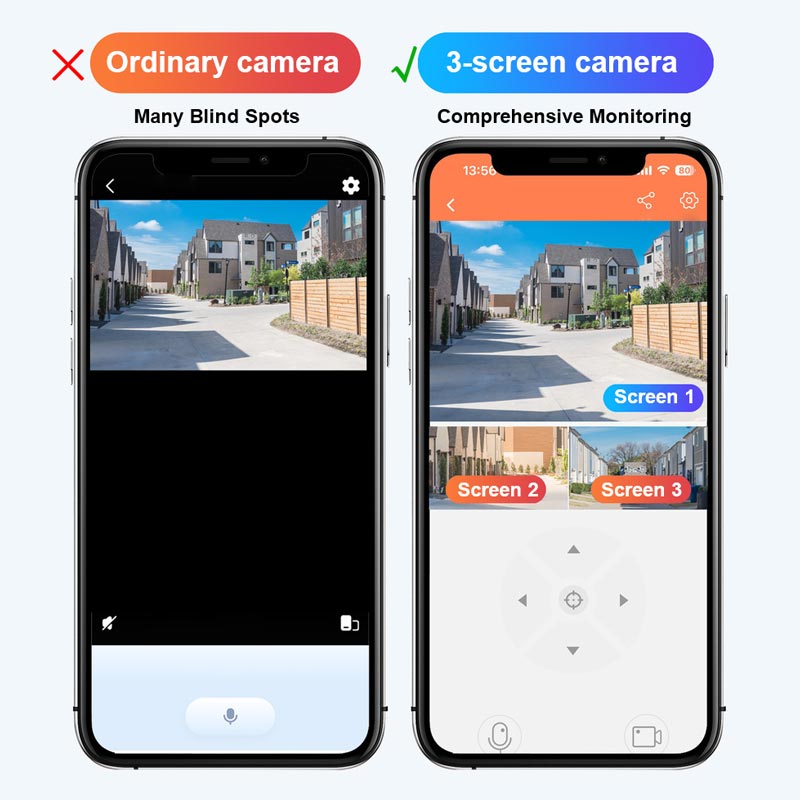 Norvo | 🎦360° smart solovervåkingskamera med tre skjermer✨