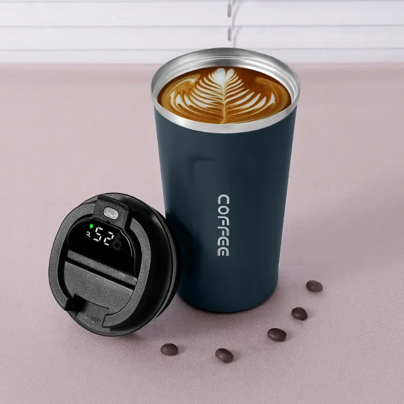 Norvo | Rustfritt Stål Termokopp med Smart Temperaturskjerm Display - TempMate