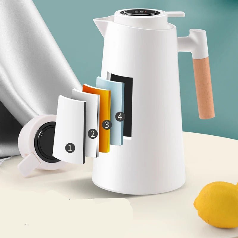Norvo | ThermoWood – Smart Isolert Termoskanne med Digital Temperaturvisning & Trehåndtak