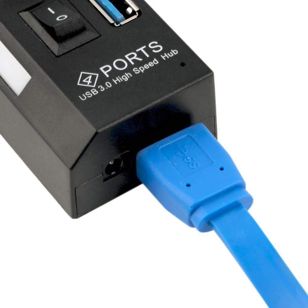 Norvo | USB 3.0 Hub 4 Porter Super Speed 5Gbps og Hub Med av/på-bryter For Windows Mac OS Linux