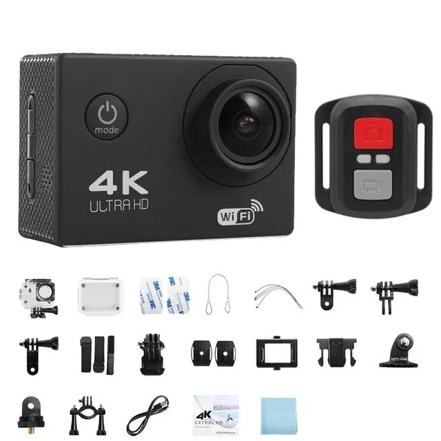 Norvo | 4K Ultra HD Sport Pro Kamera - Wifi-aktivert og vanntett for Vlogging og utendørs sport