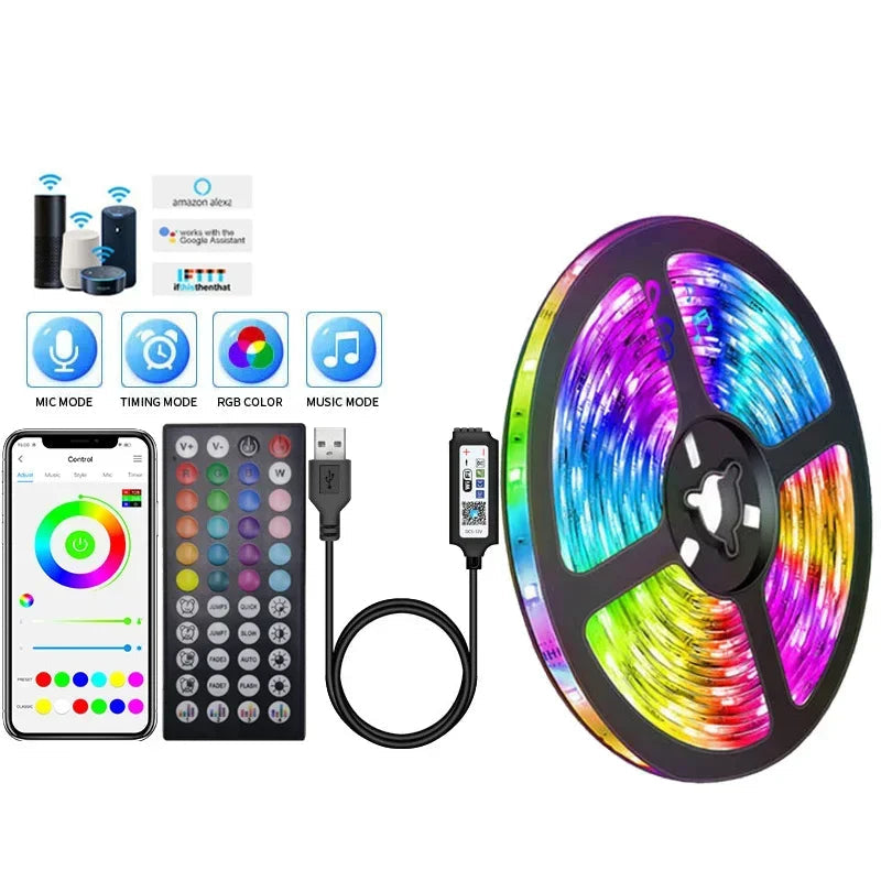 Norvo | RGB LED-bånd med USB-tilkobling - Fargeforandrende lys for omgivelses- og TV-belysning