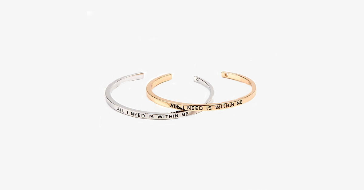 Norvo | Vakker Cuff Bangle Armbånd med motiverende sitat