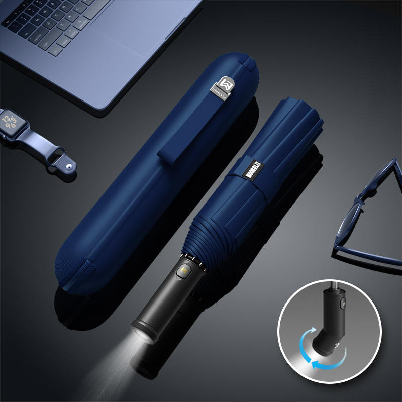 Norvo | Helautomatiske sammenleggbare paraply med roterende LED-lys